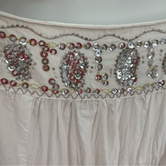 Peter Nygard NWT Size 14 White Sequin Waist Flowy Maxi Skirt Gauzy Layered - Picture 9 of 11